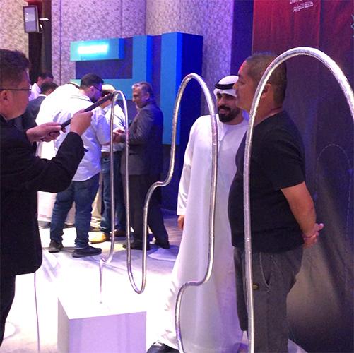 Giant Buzz Wire rental in Dubai with custom branding and wire shape for corporate events, brand activations, and carnival games in the UAE